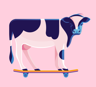 »Skateboarding cow«